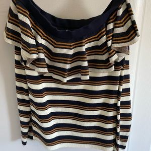 OFF THE SHOULDER RUFFLE SWEATER